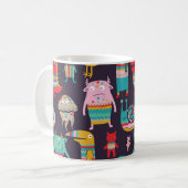 Funny Monsters Cartoon Nahtloses Muster Kaffeetasse (Vorderseite Links)