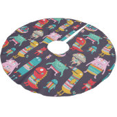 Funny Monsters Cartoon Nahtloses Muster Polyester Weihnachtsbaumdecke (Schrägansicht)