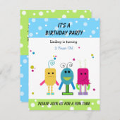 Funny Monsters Einladung zum Geburtstag (Vorne/Hinten)