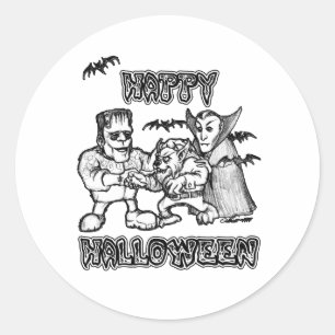 Funny Monsters - glücklicher Halloween-Sticker Runder Aufkleber