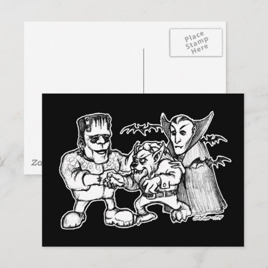 Funny Monsters Postkarte (Vorne/Hinten)