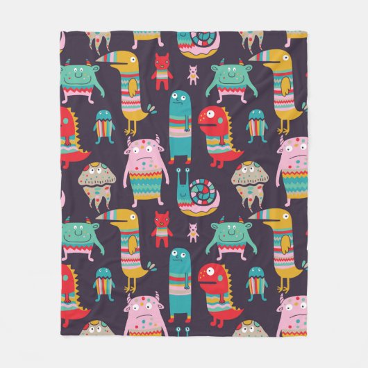Funny monsters seamless pattern fleecedecke (Vorderseite)