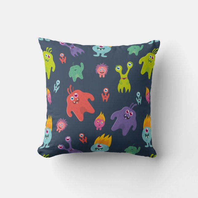 Funny Monsters Throw Kissen (Vorderseite)
