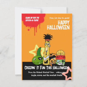 Funny Monsters Zombies Halloween Cartoon Design Postkarte