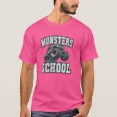 Funny MONSTERS Zurück zu Hochschule LKWs T-Shirt (Vorderseite)