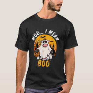 Funny Moo Boo Niedliche Kuh Hexenhut Halloween Spo T-Shirt