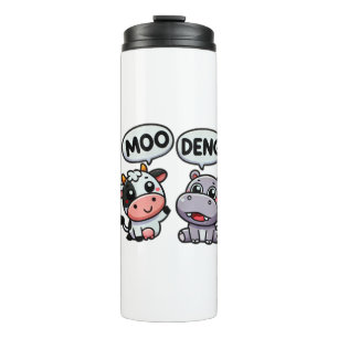 Funny Moo Deng Friends - Hippo & Cow Thermosbecher