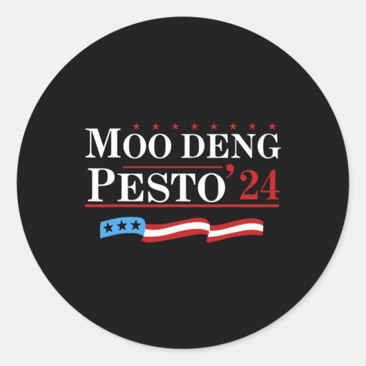 Funny Moo Deng Pesto 24 Penguin Ba Runder Aufkleber (Vorderseite)