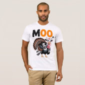 Funny Moo Turkey Thanksgiving Design T-Shirt (Vorne ganz)