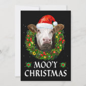 Funny Mooey Weihnachtsfeier Weihnachtsmannmütze Ku Einladung (Vorderseite)