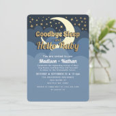 Funny Moon and Stars Goodbye Sleep Baby Dusche Einladung (Stehend Vorderseite)