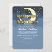 Funny Moon and Stars Goodbye Sleep Baby Dusche Einladung (Vorderseite)