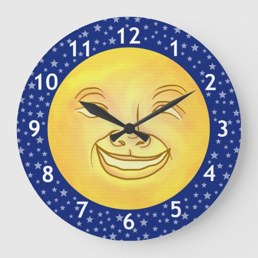 Funny Moon Man Außenraum Vintag Große Wanduhr (Vorderseite)
