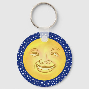 Funny Moon Man Outer Space Vintage Schlüsselanhänger