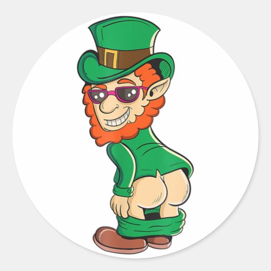 Funny Mooning Leprechaun Hintern St Patrick's Day  Runder Aufkleber (Vorderseite)