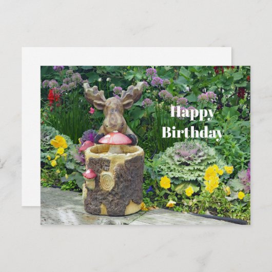 Funny Moose Blumengarten Foto Geburtstag Postkarte (Vorne/Hinten)