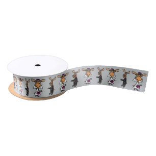 Funny Moose Bride und Groom Wedding Ribbon Satinband