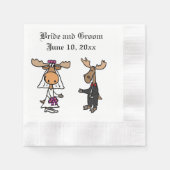 Funny Moose Brie and Groom Serviette (Vorderseite)