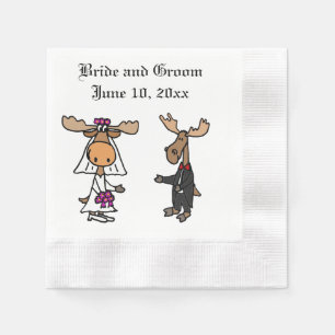 Funny Moose Brie and Groom Serviette