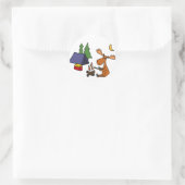 Funny Moose Camping Cartoon Runder Aufkleber (Tasche)