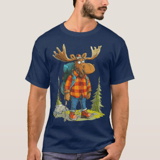 Funny Moose Camping Wandern T-Shirt