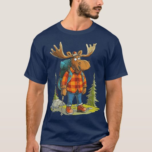 Funny Moose Camping Wandern T-Shirt (Vorderseite)