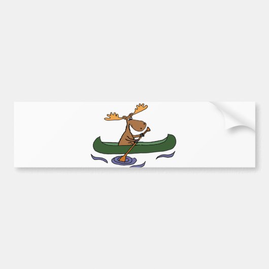 Funny Moose Canoeing Cartoon Autoaufkleber (Vorne)