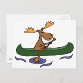 Funny Moose Canoeing Cartoon Postkarte (Vorne/Hinten)