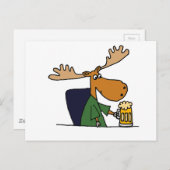 Funny Moose Drink Beer Cartoon Postkarte (Vorne/Hinten)