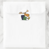 Funny Moose Drink Beer Cartoon Runder Aufkleber (Tasche)