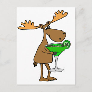 Funny Moose Drinks Margarita Artwork Postkarte