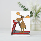 Funny Moose Exercure auf Treadmill Cartoon Postkarte (Stehend Vorderseite)