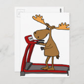 Funny Moose Exercure auf Treadmill Cartoon Postkarte (Vorne/Hinten)