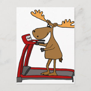 Funny Moose Exercure auf Treadmill Cartoon Postkarte