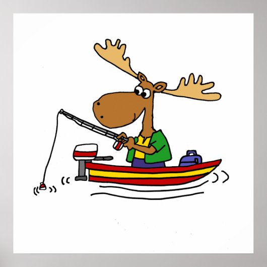 Funny Moose Fishing Cartoon Poster (Vorne)