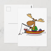 Funny Moose Fishing Cartoon Postkarte (Vorne/Hinten)