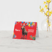 Funny Moose Geburtstag Gruß mit Balloons & Geschen Karte (Gelbe Blume)