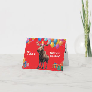 Funny Moose Geburtstag Gruß mit Balloons & Geschen Karte