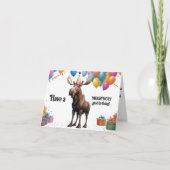 Funny Moose Geburtstag Gruß mit Balloons & Geschen Karte (Vorderseite)
