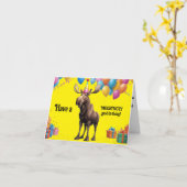 Funny Moose Geburtstag Gruß mit Balloons & Geschen Karte (Gelbe Blume)