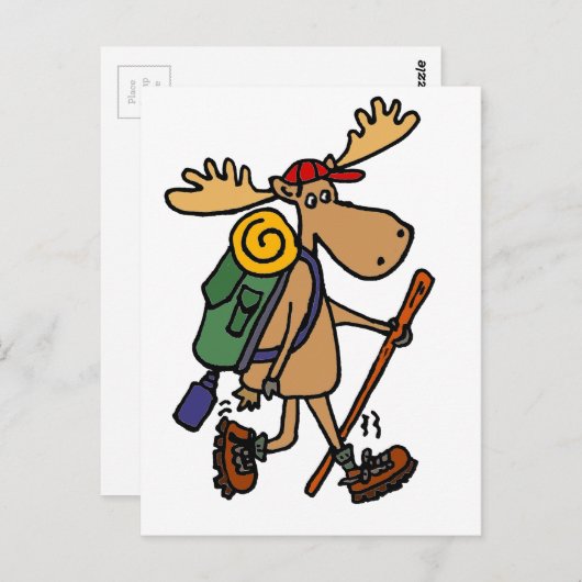 Funny Moose Hiker Postkarte (Vorne/Hinten)