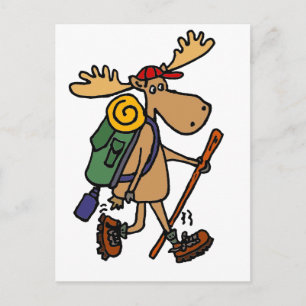 Funny Moose Hiker Postkarte