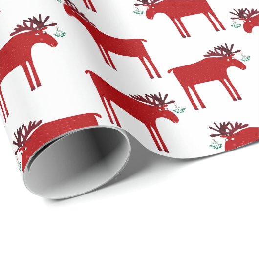 Funny Moose Holiday Geschenkpapier (Rolleneckpunkt)