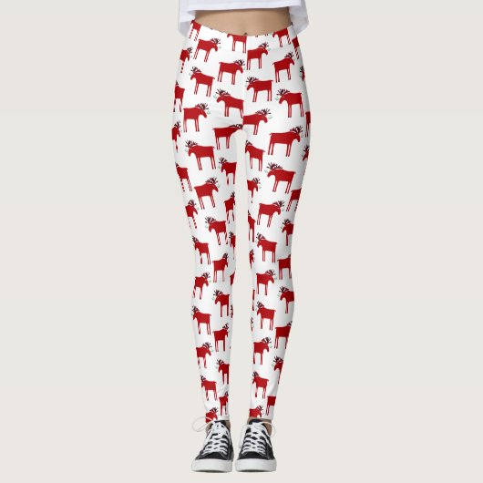 Funny Moose Holiday Leggings (Vorderseite)