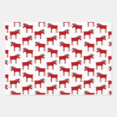 Funny Moose Holiday Red und White Geschenkpapier Set (Vorderseite 3)