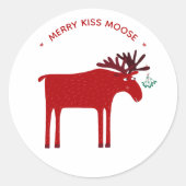 Funny Moose Holiday Runder Aufkleber (Vorderseite)