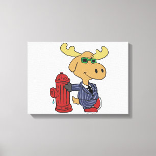 Funny Moose in blauer Anzug   Hintergrundfarbe aus Leinwanddruck