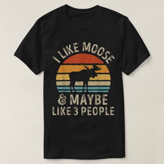 Funny Moose Lover Retro Sunset Design T-Shirt (Design vorne)