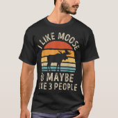Funny Moose Lover Retro Sunset Design T-Shirt (Vorderseite)