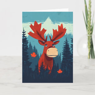 Funny Moose Maple Leaf Kanada Feiertagskarte